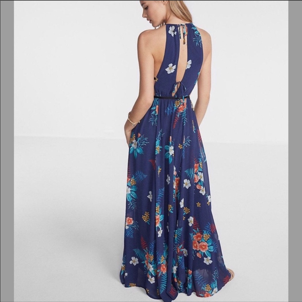 Express blue maxi floral dress